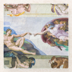 Dessous-de-verre En Verre Michelangelo - Création d'Adam, Chapelle Sixtine