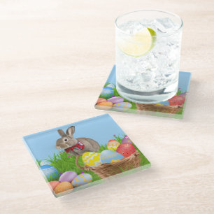 Dessous-de-verre En Verre Mignonne Bunnyfor Pâques pour une humeur positive