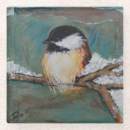 Dessous-de-verre En Verre Mignonne peinture de poulet hiver
