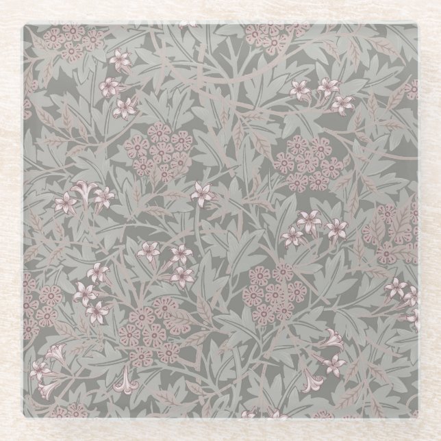 Dessous-de-verre En Verre Modèle de fleur de jasmin de William Morris (Devant)