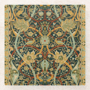 Dessous-de-verre En Verre Modèle de tapisserie forestière de William Morris