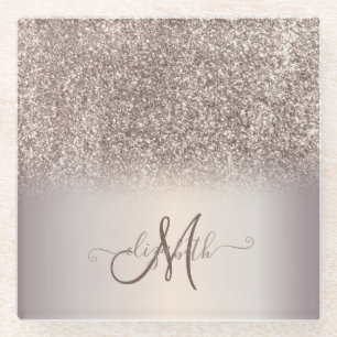 Dessous-de-verre En Verre Moderne monogramme ombré pailleté cool