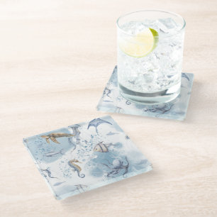 Dessous-de-verre En Verre Monde sous-marin fantaisiste – Motif de créatures