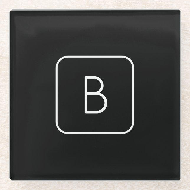 Dessous-de-verre En Verre Monogram de Styled | White & Black (Devant)