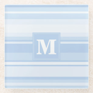 Dessous-de-verre En Verre Monogramme Bleu rayures