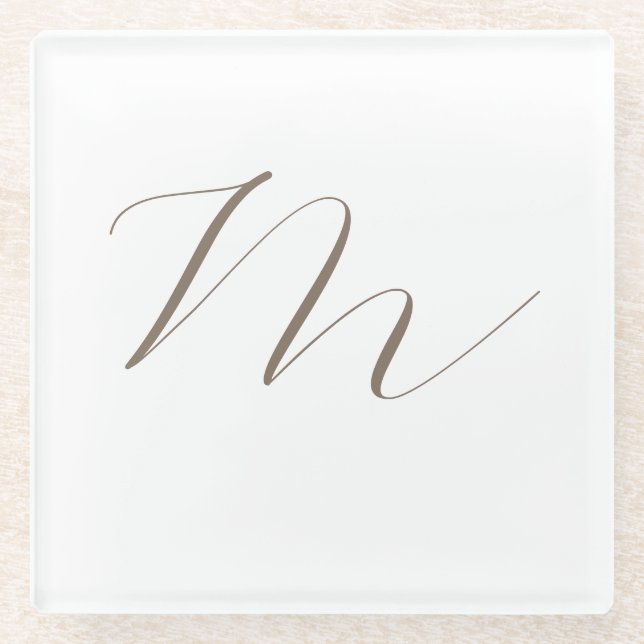 Dessous-de-verre En Verre Monogramme calligraphie Plaque unique moderne (Devant)