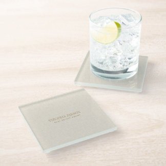 Dessous-de-verre En Verre Monogramme de lin beige