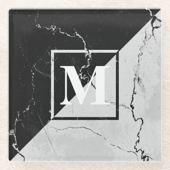 Dessous-de-verre En Verre Monogramme de marbre (Devant)
