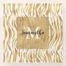 Monogramme d'impression Cream Gold Zebra