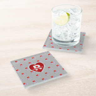 Dessous-de-verre En Verre MONOGRAMME J'AIME SOCA sur GRIS
