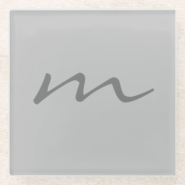 Dessous-de-verre En Verre monogramme moderne tendance gris professionnel (Devant)