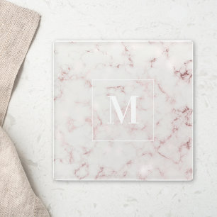 Dessous-de-verre En Verre Monogramme personnalisé en marbre d'or rose