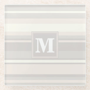 Dessous-de-verre En Verre Monogramme rayures beiges