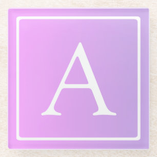 Dessous-de-verre En Verre Monogramme simple Ombre subtil rose/violet