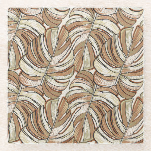 Dessous-de-verre En Verre Monstère graphique Feuilles Conception tropicale