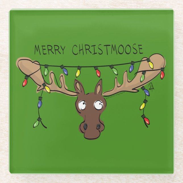 Dessous-de-verre En Verre Moose Cute Funny Noël (Devant)