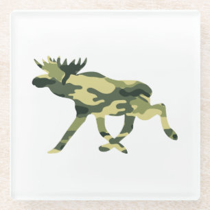 Dessous-de-verre En Verre Moose / Elk Woodland Camouflage / Camo