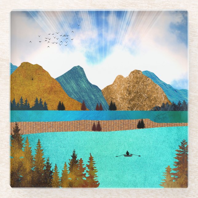 Dessous-de-verre En Verre Morning Lake Rower (Devant)