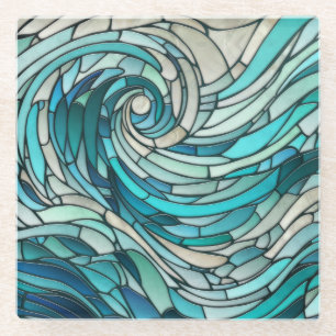 Dessous-de-verre En Verre Mosaïque de la vague océanique