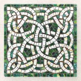 Dessous-de-verre En Verre Mosaïque de pierre céleste verte et blanche