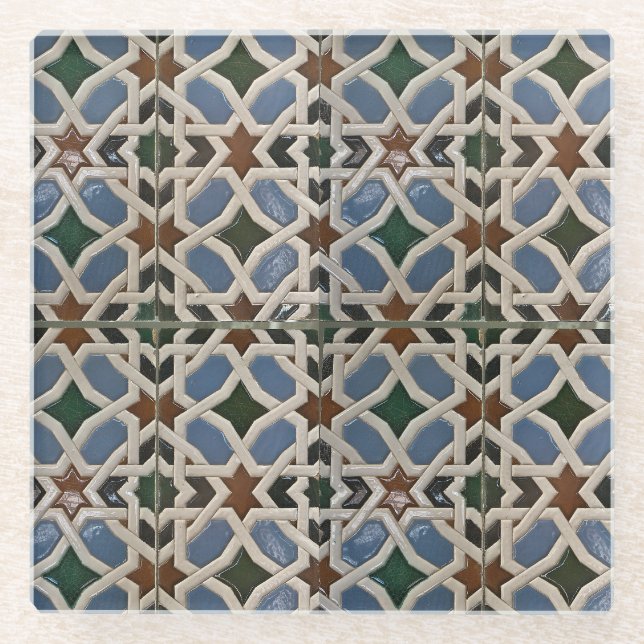 Dessous-de-verre En Verre Mosaïque méditerranéenne bleu vert (Devant)