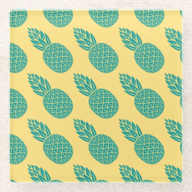 Dessous-de-verre En Verre Motif 2 d'ananas (Devant)