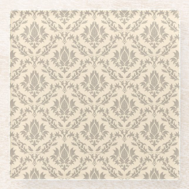 Dessous-de-verre En Verre Motif 3 de damassé (Devant)