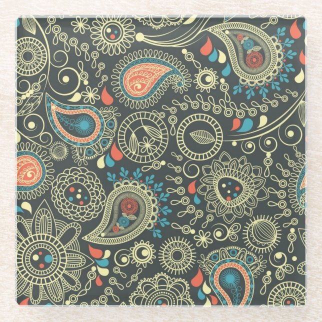 Dessous-de-verre En Verre Motif 3 de Paisley (Devant)