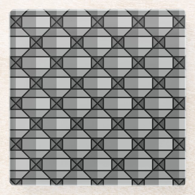 Dessous-de-verre En Verre Motif 3 dimensions gris cool (Devant)
