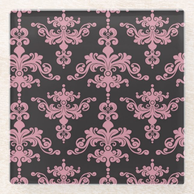 Dessous-de-verre En Verre Motif 5 de damassé (Devant)