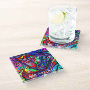 Dessous-de-verre En Verre Motif Abstrait Rainbow Paint Swirl
