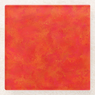 Dessous-de-verre En Verre Motif Abstrait rouge orange