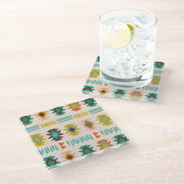 Dessous-de-verre En Verre Motif amérindien Navajo (Incliné)