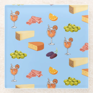 Dessous-de-verre En Verre Motif Aperol et Fromage