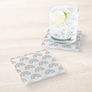 Dessous-de-verre En Verre Motif arc-en-ciel Pastel