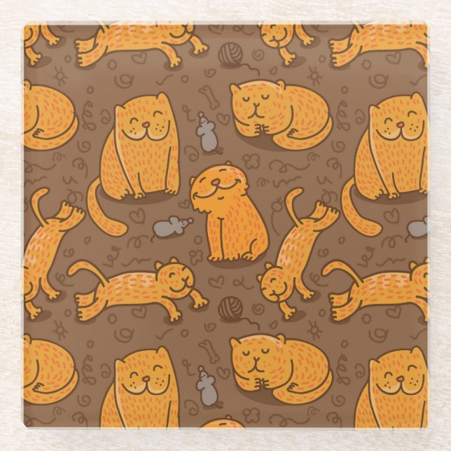 Dessous-de-verre En Verre Motif avec des chats (Devant)
