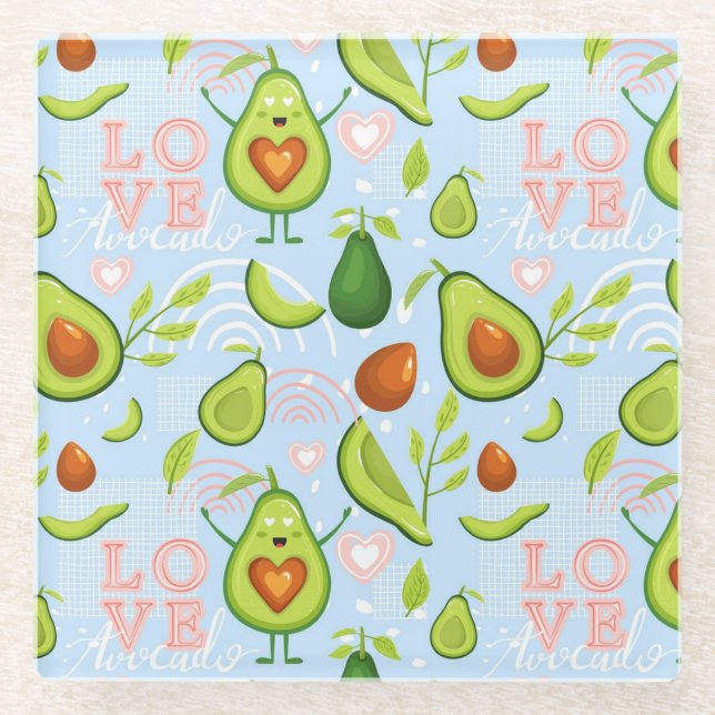 Dessous-de-verre En Verre Motif Avocado (Devant)