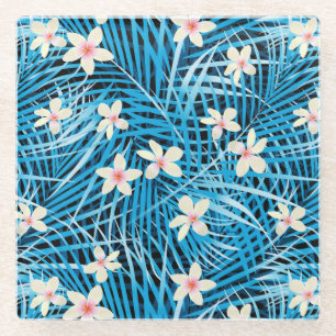 Dessous-de-verre En Verre Motif bleu de palmettes