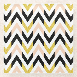 Dessous-de-verre En Verre Motif Chevron géométrique moderne