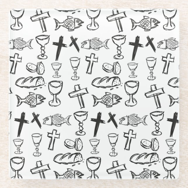 Dessous-de-verre En Verre Motif chrétien (Devant)