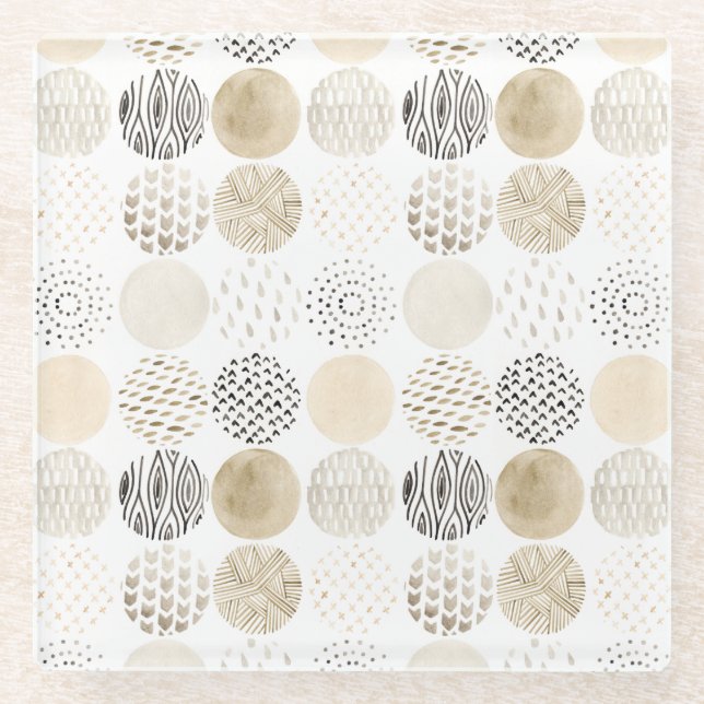 Dessous-de-verre En Verre Motif circulaire Abstrait neutre (Devant)