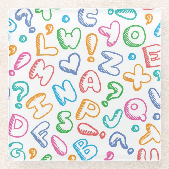 Dessous-de-verre En Verre motif d'alphabet (Devant)