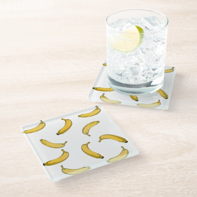 Dessous-de-verre En Verre Motif de banane (Incliné)