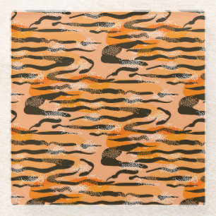 Dessous-de-verre En Verre Motif de bande de tigre de pêche