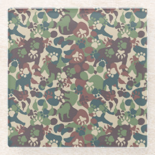 Dessous-de-verre En Verre Motif de camouflage de chien