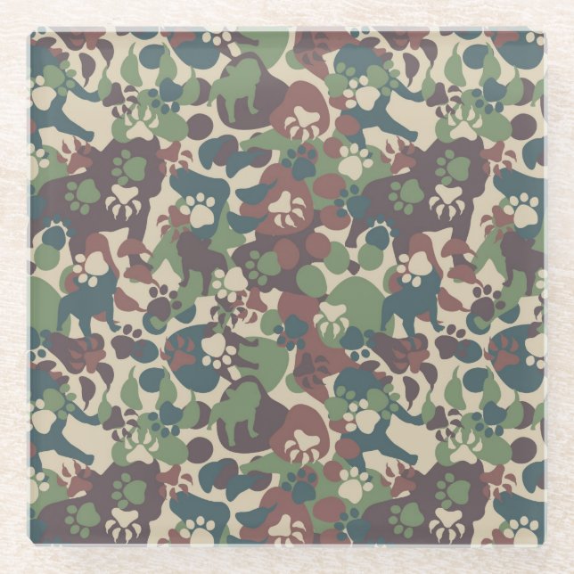 Dessous-de-verre En Verre Motif de camouflage de chien (Devant)