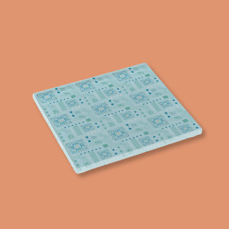 Dessous-de-verre En Verre Motif de carte bleue et Turquoise