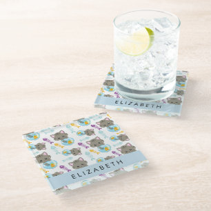 Dessous-de-verre En Verre Motif De Chats, Chats Mignons, Chatons, Votre Nom