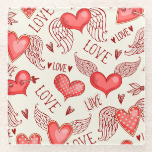Dessous-de-verre En Verre Motif de cœurs pour la Saint-Valentin