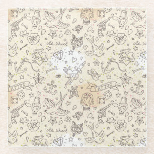 Dessous-de-verre En Verre Motif de concept de tatouage